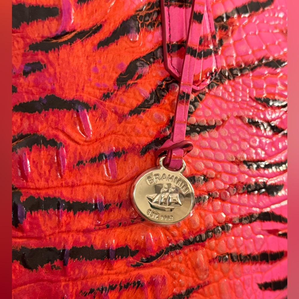 Brahmin Lg Duxbury Pink Feline Ombre Melbourne Leather Satchel & Ady Wallet NWT - Picture 5 of 11